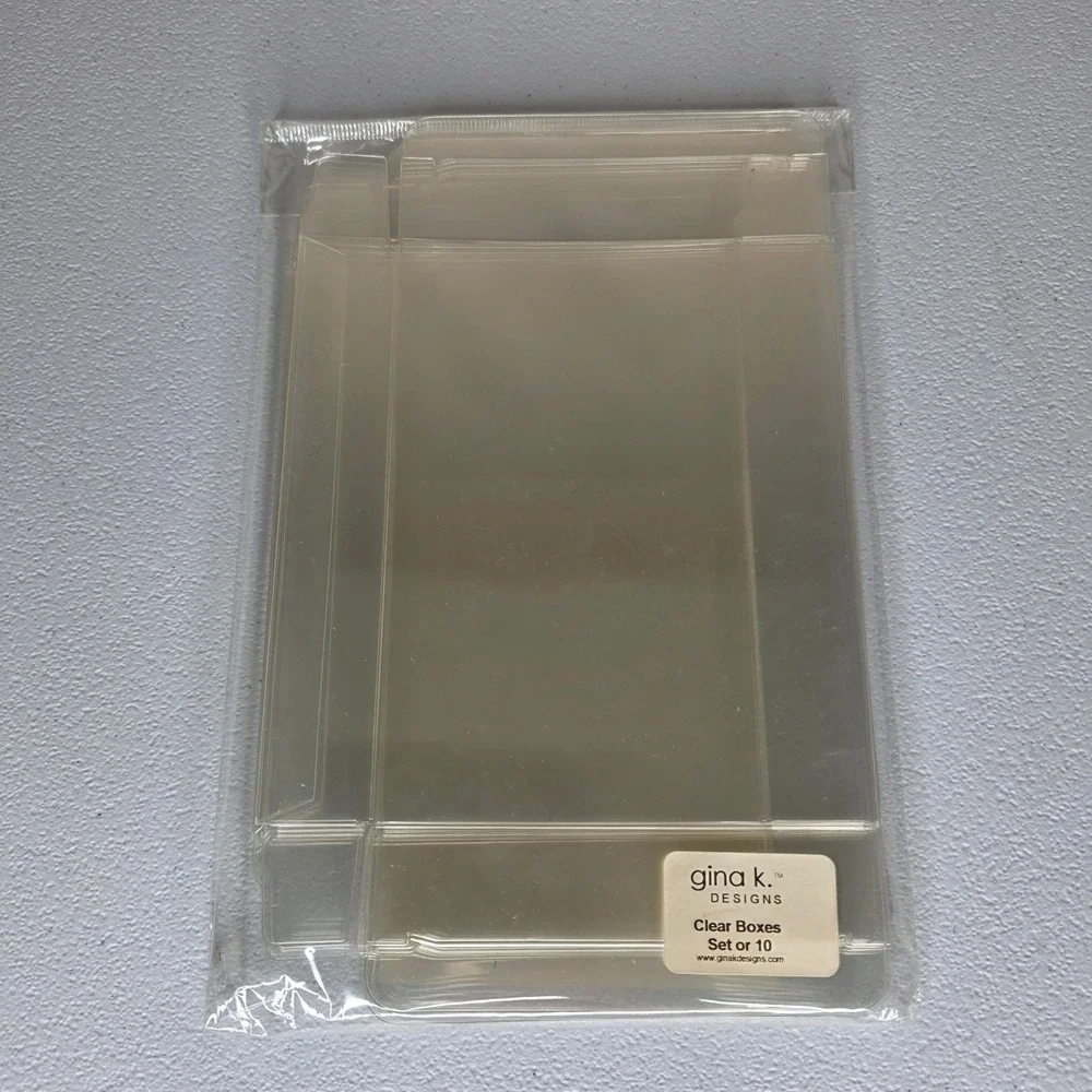 NEW Gina K Designs Clear Boxes Set of 10 Clear Plastic Card Packaging 5.75x4.5